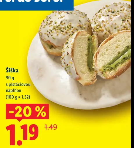 Šiška s pistáciovou náplňou