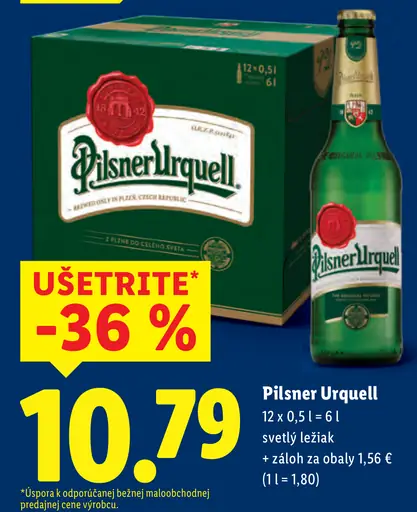Pilsner Urquell Pivo ležiak svetlý