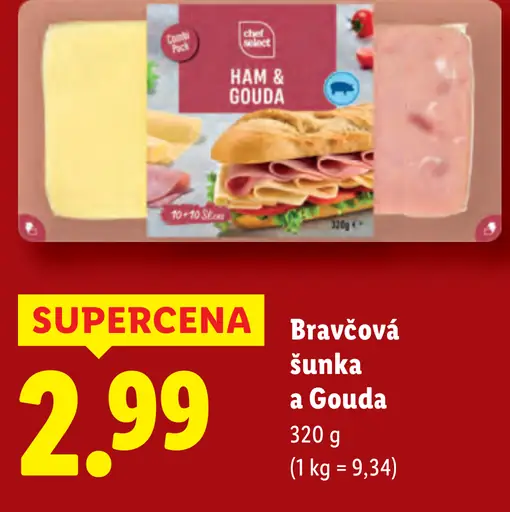 Chef Select bravčová šunka a Gouda