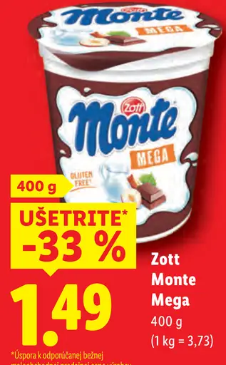 Zott Monte Mega mliečny dezert