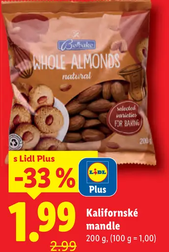 Belbake kalifornské mandle natural