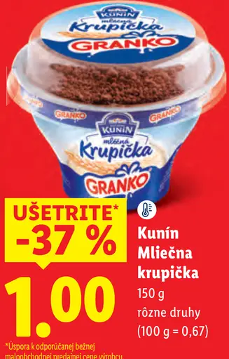 Kunín Mliečna krupička Granko, rôzne druhy
