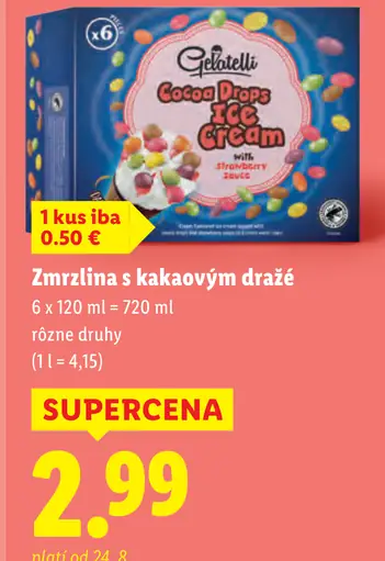 Gelatelli zmrzlina s kakaovým dražé, rôzne druhy