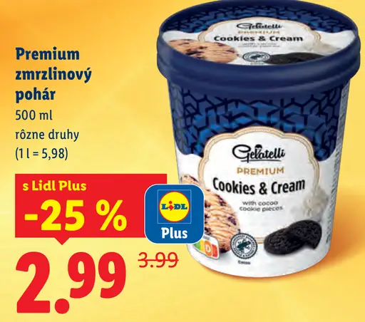 Gelatelli Premium zmrzlinový pohár Cookies & Cream