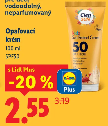 Cien Sun opaľovací krém SPF50