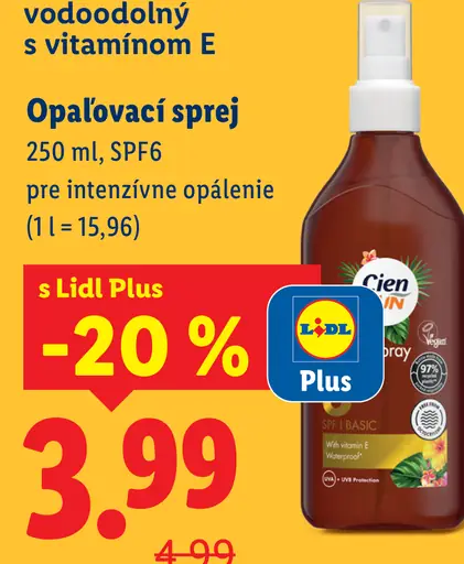 Cien Sun opaľovací sprej SPF 6 pre intenzívne opaľovanie