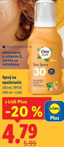 Cien Sun sprej na opaľovanie SPF 30