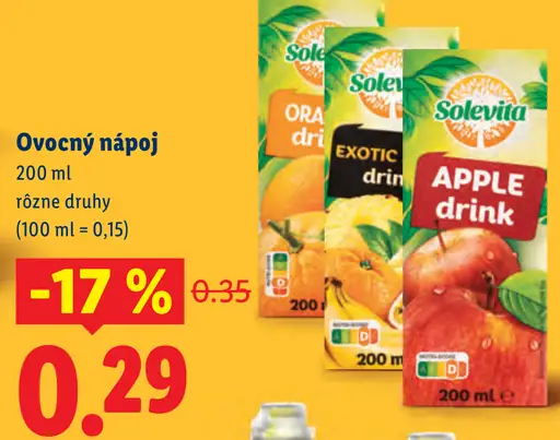 Ovocný nápoj rôzne druhy