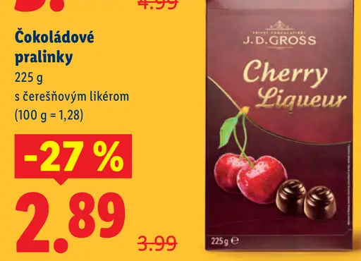 J.D. Gross čokoládové pralinky s čerešňovým likérom