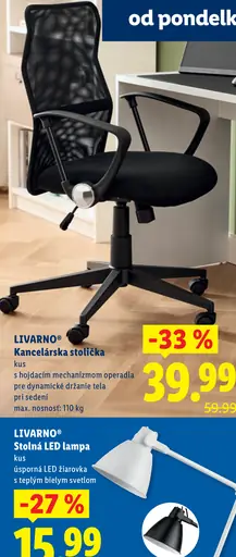 LIVARNO Kancelárska stolička s hojdacím mechanizmom operadla pre dynamické držanie tela pri sedení