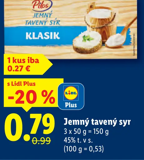 Pilos Jemný tavený syr Klasik