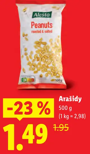 Alesto pražené arašidy