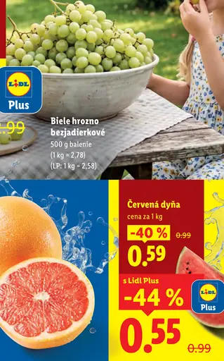 Biele hrozno bezjadierkové s Lidl Plus
