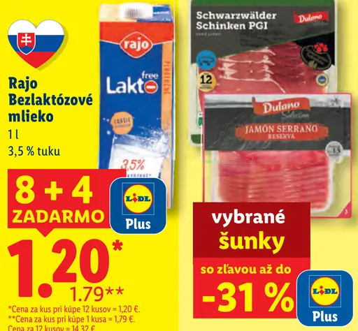 Rajo Bezlaktózové mlieko