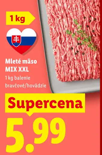 Mleté mäso MIX XXL bravčové/hovädzie