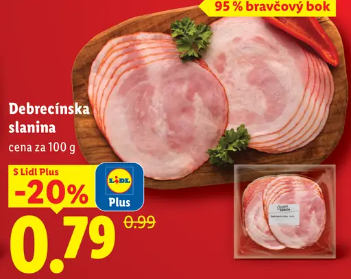 Čerstvá porcia debrecínska slanina