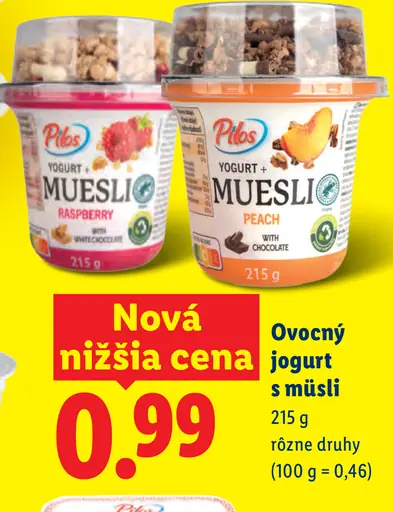 Pilos Ovocný jogurt s müsli – broskyňa