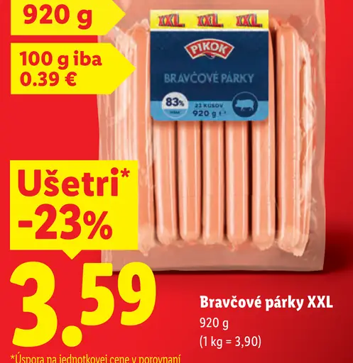 Pikok bravčové párky XXL