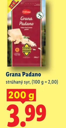 Milbona Grana Padano strúhaný syr