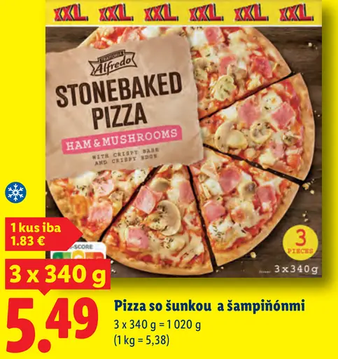 Alfredo pizza so šunkou a šampiňónmi