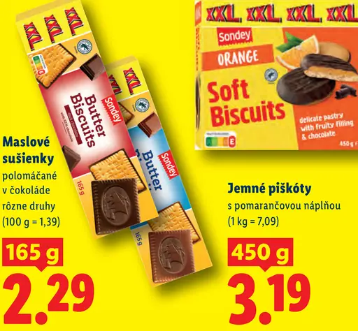 Sondey maslové sušienky polomáčané v čokoláde
