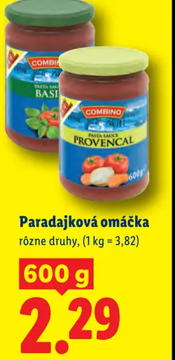 Combino paradajková omáčka, bazalková a provensalská