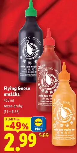 Flying Goose omáčka rôzne druhy