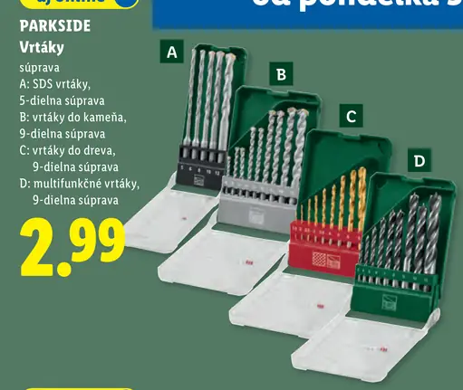PARKSIDE SDS vrtáky, 5-dielna súprava