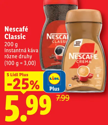 Nescafé Classic rôzne druhy