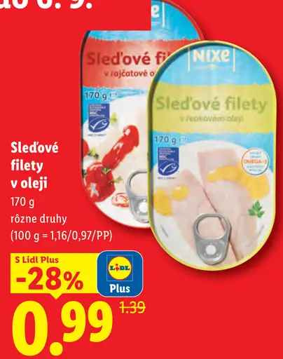 Nixe sleďové filety v repkovom oleji