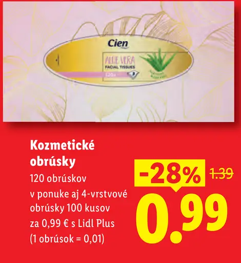 Cien kozmetické obrúsky