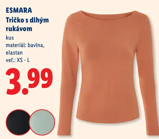 Esmara tričko s dlhým rukávom, bavlna a elastan
