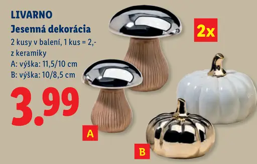 Livarno jesenná dekorácia z keramiky – A, huba