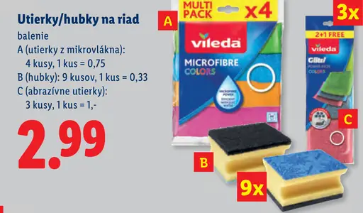 Vileda utierky na riad z mikrovlákna