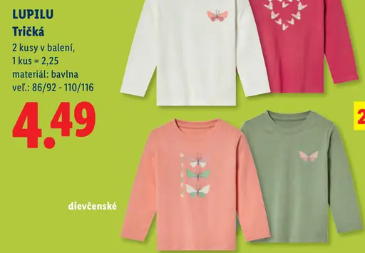 Lupilu tričká – dievčenské a chlapčenské