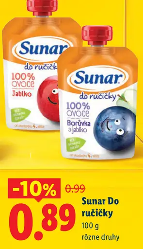 Sunar do ručičky 100 % ovocie, rôzne druhy