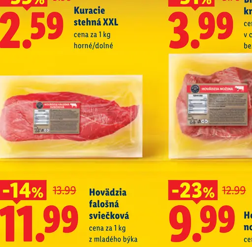 Mäsiarová hovädzia falošná sviečková z mladého býka