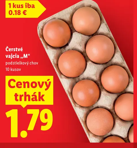 Čerstvé vajcia „M“, podstielkový chov