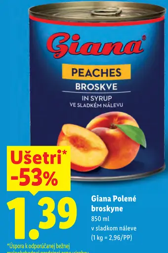 Giana polené broskyne v sladkom náleve