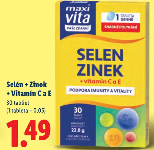Maxi Vita selen zinok + vitamín C a E