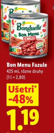 Bon Menu fazuľa, rôzne druhy