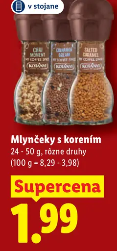 Mlynček s korením rôzne druhy