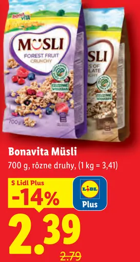 Bonavita müsli rôzne druhy