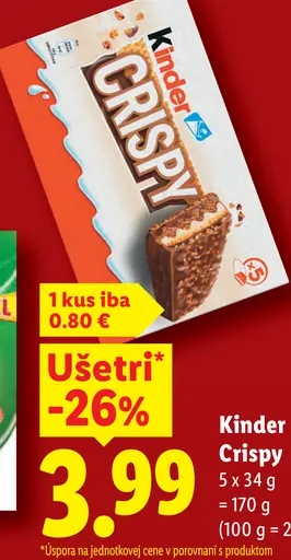 Kinder Crispy čokoládová tyčinka