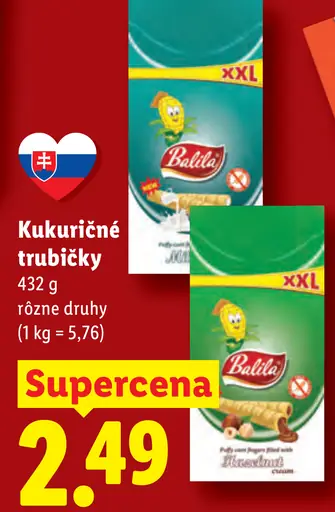 Balilta kukuričné trubičky rôzne druhy