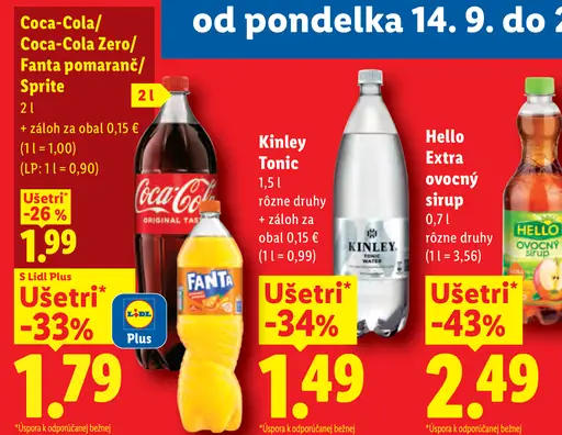Coca-Cola, Coca-Cola Zero, Fanta pomaranč, Sprite