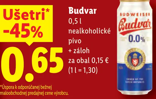 Budvar nealkoholické pivo plechovka