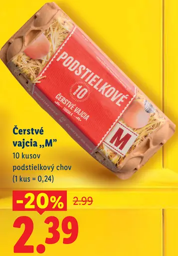 Čerstvé vajcia „M“ z podstielkového chovu