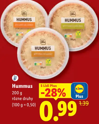 Chef Select hummus – rôzne druhy