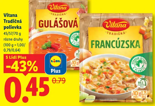 Vitana Tradičná polievka – gulášová, francúzska a rôzne druhy